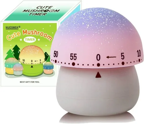 Miniatura 9 de Temporizador mecánico de cocina, lindo temporizador de hongos para niños, temporizador manual de cuenta regresiva de 60 minutos para aula, hogar