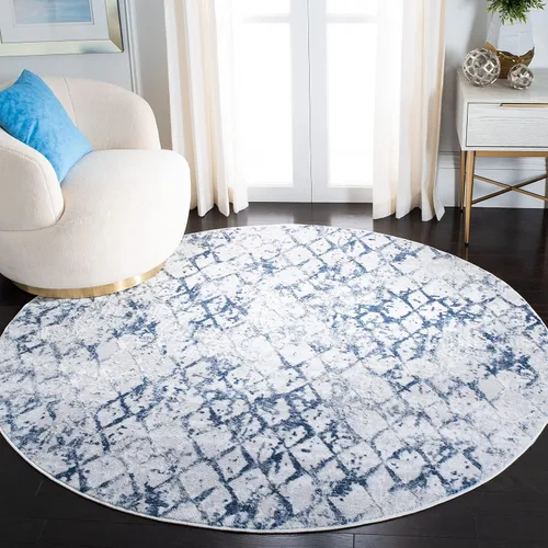 Miniatura 31 de SAFAVIEH Amelia Collection - Alfombra decorativa de 2 pies 2 pulgadas x 4 pies, gris y azul marino, diseño moderno enrejado envejecido, no desprende