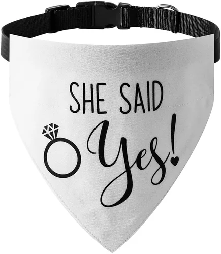 Miniatura 13 de El mejor collar de bandana de boda para perro, bandana de compromiso ajustable para mascotas con hebilla de liberación rápida y anillo en D