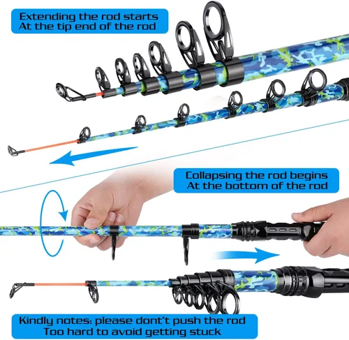 Miniatura 4 de Sougayilang Combos de caña de pescar y carrete con caña de pescar telescópica, carretes giratorios, bolsa de transporte de pesca para viajes, agua