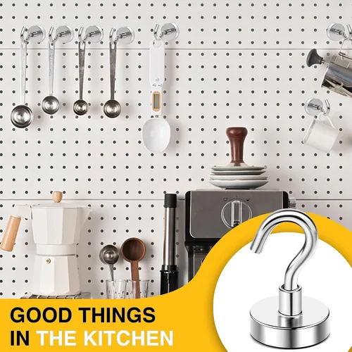 Miniatura 4 de DIYMAG - Ganchos magnéticos fuertes y resistentes, 25 libras de capacidad, para crucero, aula, refrigerador, cabañas, parrilla, cocina, garaje, Plata