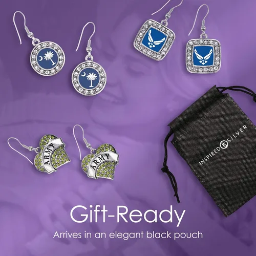 Miniatura 6 de Inspired Silver - Pendientes colgantes de gancho francés con dije de círculo de plata con joyas de circonita cúbica