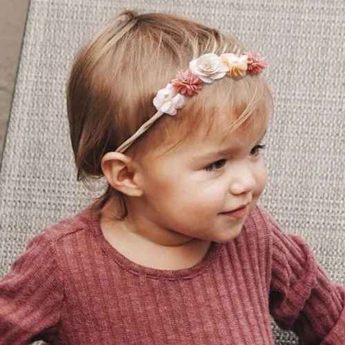 Miniatura 2 de XuoAz Juego de diademas florales para bebés y niñas, con corona de flores, banda elástica para el cabello para recién nacidos, accesorios