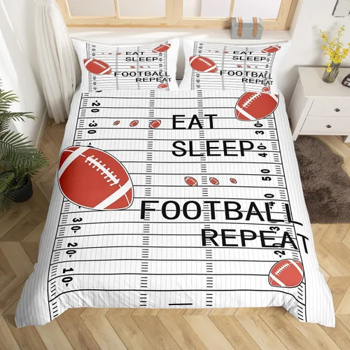 Miniatura 23 de jejeloiu Juego de ropa de cama de fútbol para niños, tamaño individual, juego de funda de edredón de fútbol para niños y niñas, funda de edredón