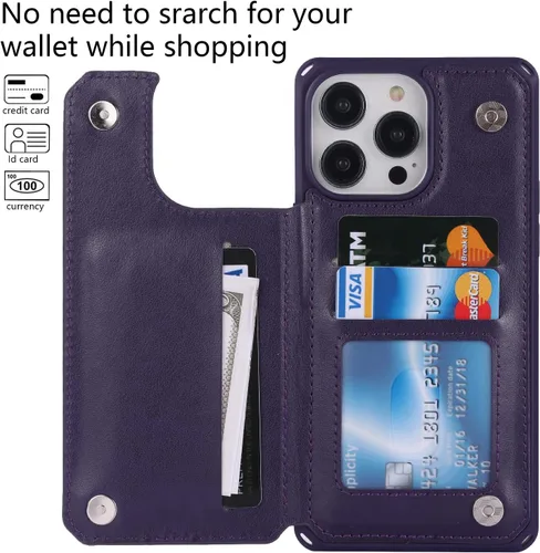 Miniatura 3 de Cavor Funda para iPhone 14 Pro Max con Tarjetero, Funda Cartera para iPhone 14 Pro Max para Mujeres y Hombres, Soporte de Tarjetas de Crédito