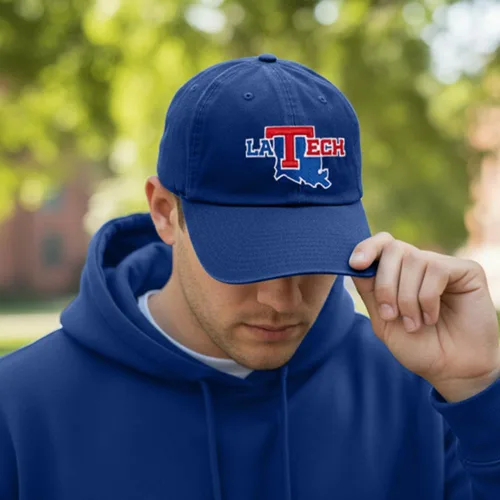 Miniatura 5 de Desert Cactus Louisiana Tech University Gorra de béisbol Bulldogs LA Brimmed Gorra bordada con correa de tela ajustable para adultos (estilo B) azul