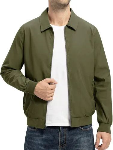 Miniatura 14 de TBMPOY Chaquetas ligeras para hombre, estilo casual, rompevientos, para hombre, chaqueta ligera de pista, cuello de tendido, abrigos de golf de otoño