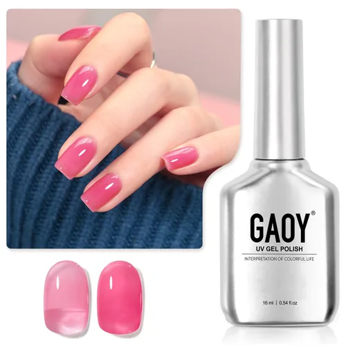 Miniatura 8 de GAOY Esmalte de uñas de gel color lila nude, 16ml, esmalte de gel neutro traslúcido que se quita con remojo, curado con luz UV para arte de uñas