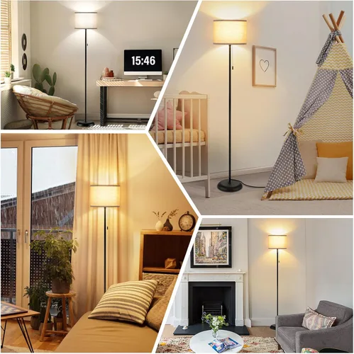 Miniatura 5 de FOLKSMATE Lámpara de pie para sala de estar, lámparas LED modernas y sencillas, lámpara alta para dormitorio, niños, oficina, sala de lectura, luz