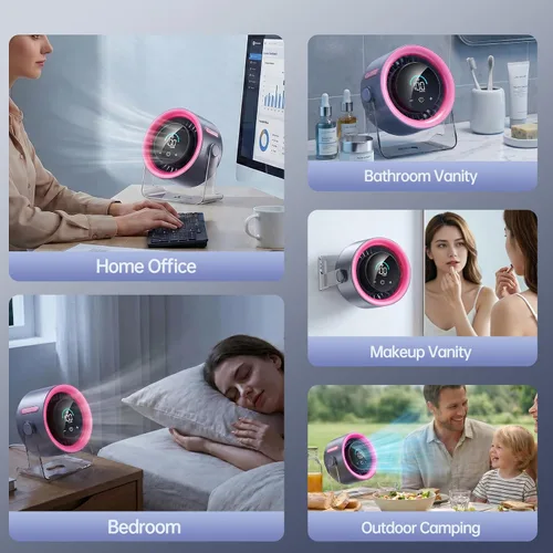 Miniatura 2 de Ventilador portátil de mano con enfriador de hielo: Ventilador de mano recargable de 100 velocidades de 5500 mAh, ventiladores personales de Rosa