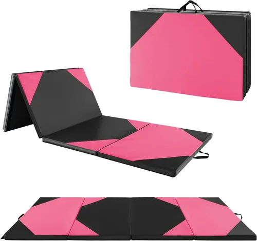 Miniatura 10 de Giantex 4'x10'x 2" Gymnastics Mat, 4-Panel Folding Aerobics Exercise Mat w/Hook & Loop Fastener, Carrying Handle, Portable Tumbling Mat for
