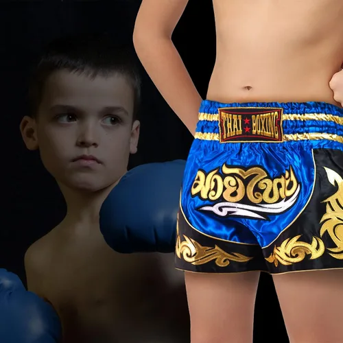 Miniatura 6 de SIAMKICK Pantalones cortos de Muay Thai para niños (4 años a 10 años), boxeo, kickboxing, artes marciales mixtas para niños y niñas