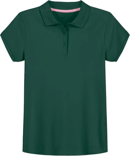 Miniatura 5 de IZOD - Camiseta de manga corta para uniforme escolar de niñas, cierre de botones, tejido entrelazado cómodo y suave