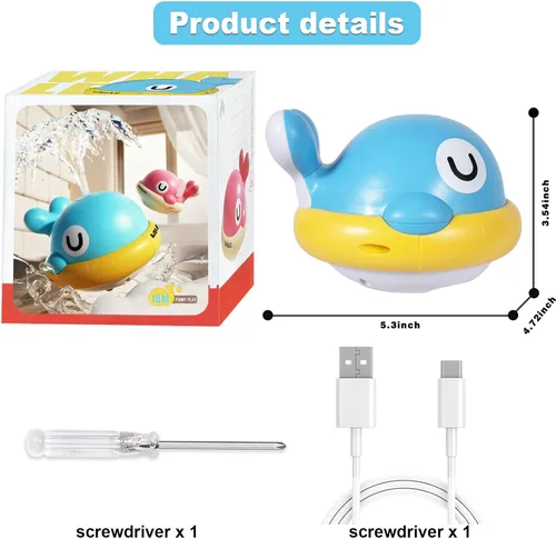 Miniatura 6 de Juguetes de baño para bebés – Juguetes de baño para niños de 1 a 3 años, juguetes de bañera recargables con aspersor de ballena iluminados, juguetes