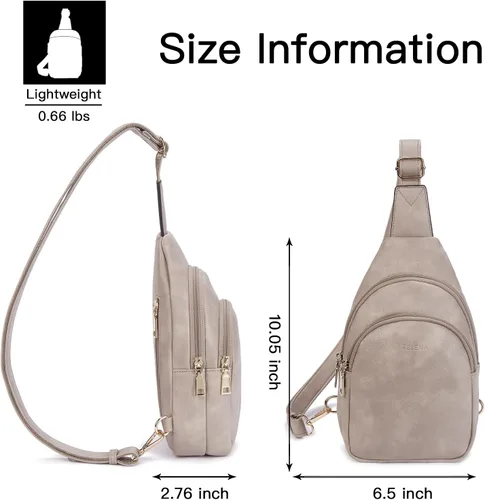 Miniatura 97 de Telena Riñonera pequeña para mujer, de cuero, cangureras, bolsa de pecho para mujer
