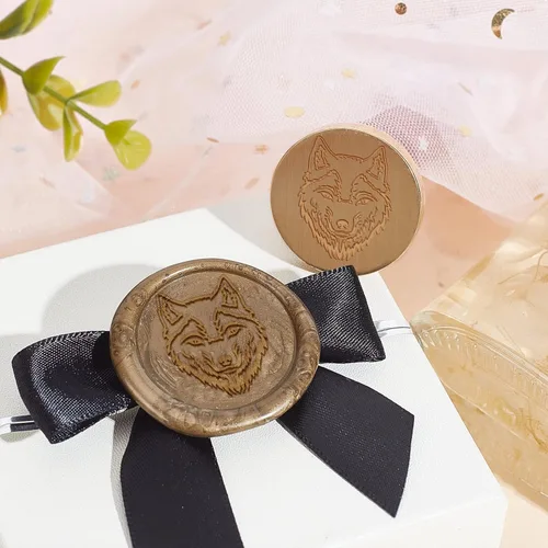 Miniatura 5 de MAYJOYDIY Sello de cera de lobo, cabeza de lobo, patrones de animales silvestres, sellos de cera de sellado de 0.98 pulgadas, sellos de latón