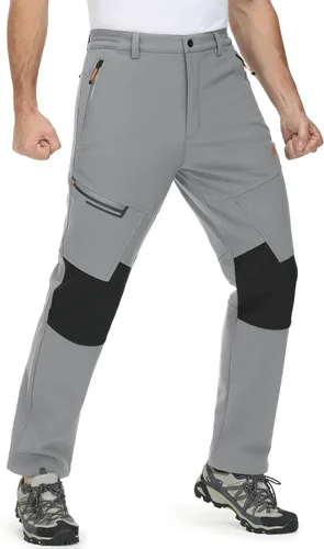 Miniatura 2 de MAGCOMSEN Pantalones de invierno para hombre, con forro polar, resistentes al agua, 4 bolsillos con cremallera, pantalones para exteriores