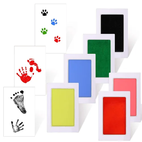 Miniatura 4 de Outus Kit de 18 piezas de huellas de manos y huellas sin tinta para bebé, 6 almohadillas de tinta seguras para manos y pies, kit de sellos
