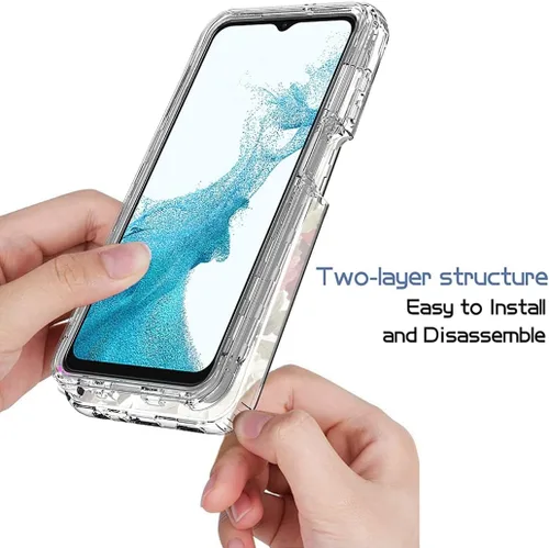 Miniatura 4 de Funda para Galaxy A23, SM-A235M con protector de pantalla de vidrio templado, bonito patrón floral transparente de cuerpo completo, funda protectora