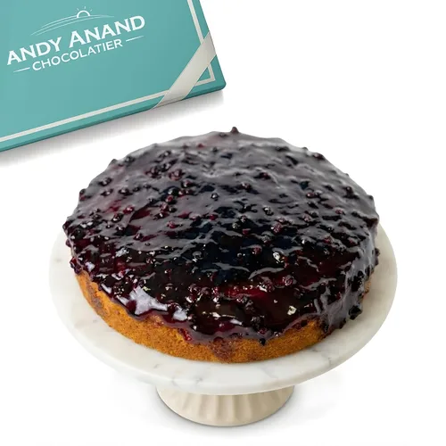 ANDY ANAND CHOCOLATIER Keto - Pastel de arándanos de 9 pulgadas, sin azúcar, gourmet recién horneado, postre bajo en carbohidratos, perfecto para