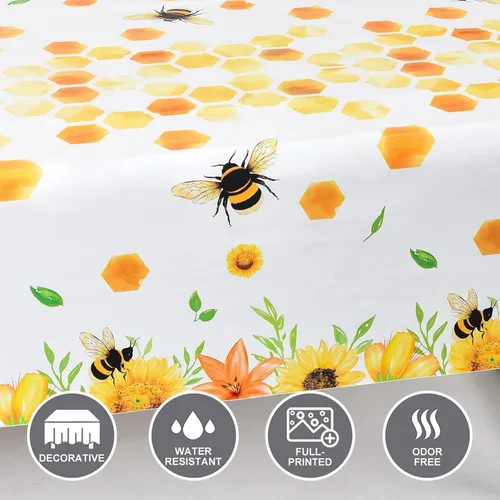 Miniatura 4 de WERNNSAI Mantel de abeja – 1 paquete de 108 x 54 pulgadas, mantel de abeja de abeja, decoración de baby shower, mantel de panal para niños y niñas