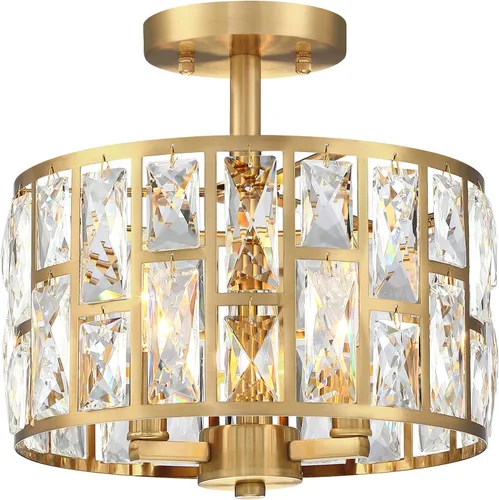 Miniatura 21 de MEXO Lámpara Colgante de Cristal Moderna Accesorio de Iluminación Paquete de 2 con Acabado Dorado Iluminación Colgante Candelabro de Cristal