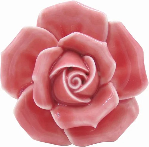 Paquete de 2 tiradores de cerámica con diseño floral vintage de rosas para armario, cocina, armario, cocina, pomos de decoración con tornillos (rosa)