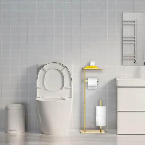 Miniatura 9 de Day Moon™ Soporte de Papel Higiénico Dorado Soporte de Papel Higiénico Independiente con Almacenamiento - Soporte de Papel Higiénico y Porta
