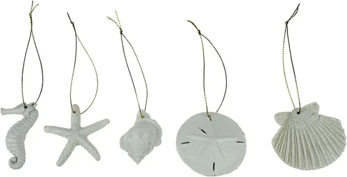 Miniatura 2 de 30 piezas de adornos de estrella de mar de resina, caballito de mar, sanddollar, concha y conchas marinas con cuerda para árbol de Navidad, adornos
