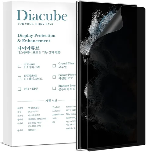 Paquete de 2 protectores de pantalla de privacidad para Galaxy S22 Ultra, protector de pantalla híbrido EPU PET antiespía, compatible con huellas