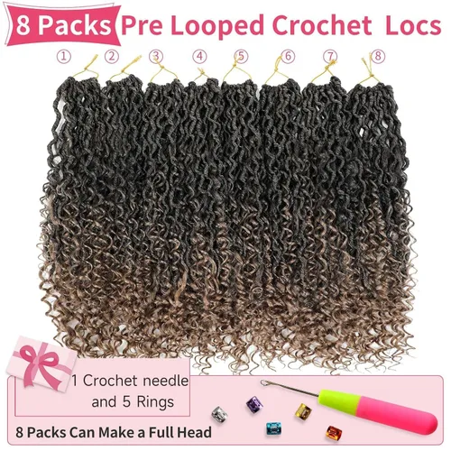 Miniatura 88 de Alicoco Goddess Locs Cabello de Ganchillo 12 Pulgadas 8 Paquetes Rastas Sintéticas de Ganchillo Para Mujeres Rastas Suaves Boho Pre-enrolladas River