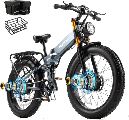 Miniatura 15 de 2026 AWD Electric Bike for Adults Dual Motor 5000W/3000W/1500W Peak 40MPH/30MPH Fast Ebike, Up to 65 /90 /160 Miles Long Range, 26" Full Suspension