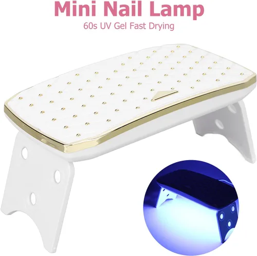 Miniatura 6 de Mini secador de uñas, lámpara LED de uñas de 36 W, plegable, portátil, 12 chips de luz de alta eficiencia, material ABS, blanco