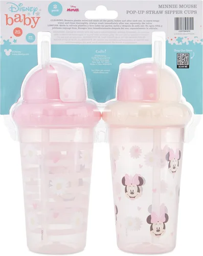Miniatura 3 de Disney Vasos para sorber para niños y niñas Paquete de dos vasos para sorber de 10 onzas con popote y tapa, botella de agua de viaje azul duradera