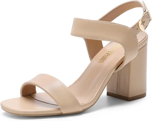Miniatura 8 de DREAM PAIRS Sandalias de tacón alto y grueso para mujer, con puntera cuadrada, correa en el tobillo, cómodas sandalias