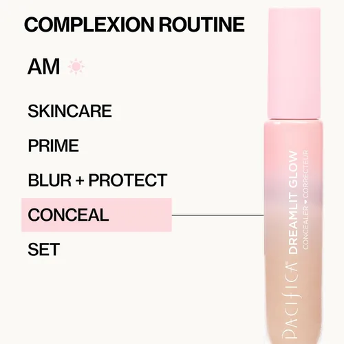 Miniatura 10 de Pacifica Corrector DreamLit Glow de cobertura completa con escualano para ojeras y corrección de manchas oscuras, ligero y duradero, vegano y libre