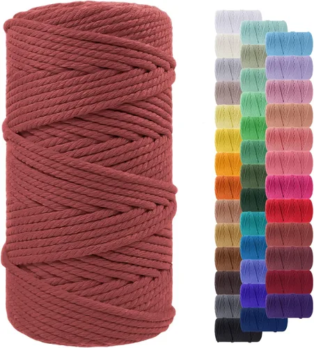 Miniatura 72 de Cuerda de macramé de 0.079 in para 219 yardas, cuerda de algodón natural para manualidades, hilo de cuerda de macramé de colores para colgar