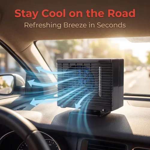 Miniatura 8 de Ventilador de aire acondicionado para automóvil, enfriador de aire acondicionado de 12 V CC, enfriador de aire portátil, mini enfriador de aire