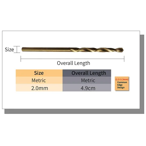 Miniatura 2 de Brocas métricas M42 8% cobalto Empaquetado independiente de cada especificación para acero inoxidable y metal duro (2.0mmx5pcs)