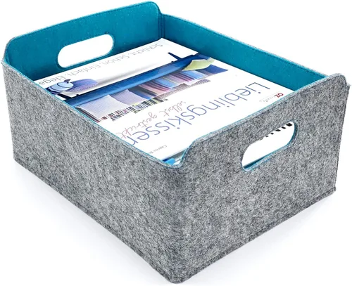 Miniatura 10 de Welaxy Cestas de almacenamiento plegables de fieltro, cubos de almacenamiento para estantes, caja de fieltro para niños, juguetes, revistas, libros
