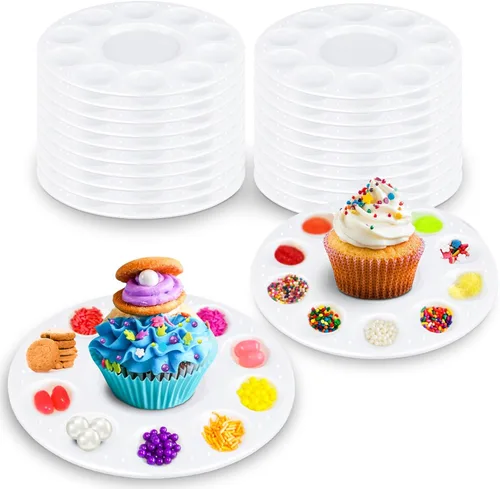 Miniatura 8 de AIERSA Platos decorativos para cupcakes para fiestas infantiles, bandeja de decoración para cupcakes con 10 pozos para chispas de postre, 10
