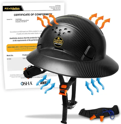 KwikSafety - Charlotte, NC - Sombreros duros [Ala completa, estilo gorra, estilo de escalada] Tipo 1, Clase C ANSI OSHA Negro (Premium)