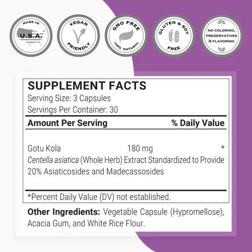 Miniatura 4 de Supersmart - Centella Asiatica 180mg por día - Suplemento de extracto de Gotu Kola Sin OMG y sin gluten - 90 cápsulas vegetarianas