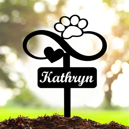 Miniatura 18 de Marcador de metal para tumbas para mascotas, nombre personalizado, estaca de jardín, perro, conmemorativo, alas de ángel, marcador de tumba, hueso