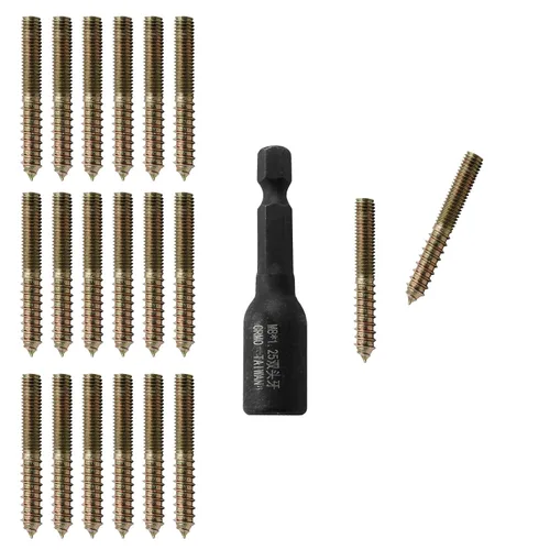 Miniatura 8 de Hitefu 20 piezas de pernos colgantes, tornillos dobles extremos M4 de 1" (25mm) de longitud, tornillo de espiga M4 para muebles de madera