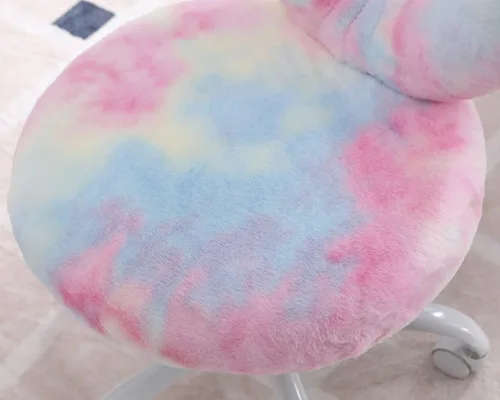 Miniatura 7 de HNY Silla de escritorio para niños con ruedas, bonita silla de tocador peluda con respaldo hueco en forma de corazón ajustable con ruedas
