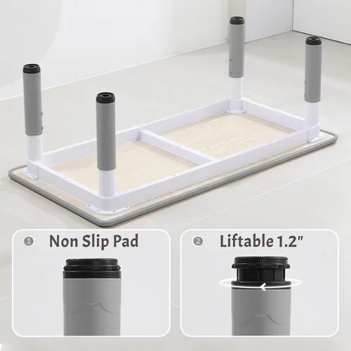 Miniatura 2 de Moderno juego de mesa y 6 sillas para niños, mesa ajustable en altura de 47.20" para niños pequeños y conjunto de 6 sillas con patas de escritorio