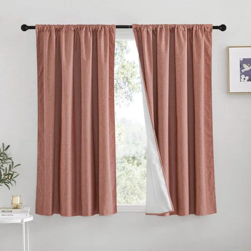 RYB HOME Cortinas 100% opacas con forro blanco, cortinas de lino natural, cortinas de servicio Haeavy Duty, tratamiento de ventana con aislamiento