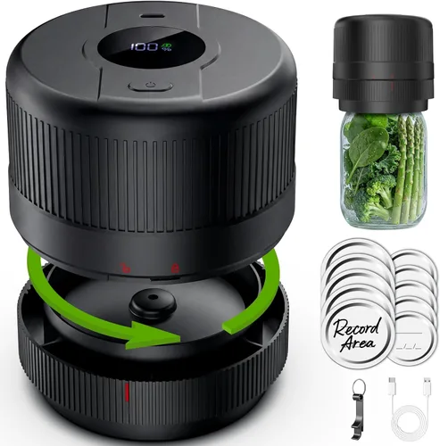 Kit de Sellador al Vacío para Tarros Mason de Wothfav, Sellador Eléctrico para Tarros Mason de Boca Ancha y Regular, Sellador al Vacío Portátil para