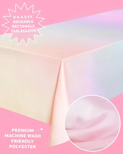 Miniatura 2 de xo, Fetti Mantel lavable degradado pastel – 9 pies Decoraciones de fiesta de cumpleaños, suministros de despedida de soltera, baby shower, pastel